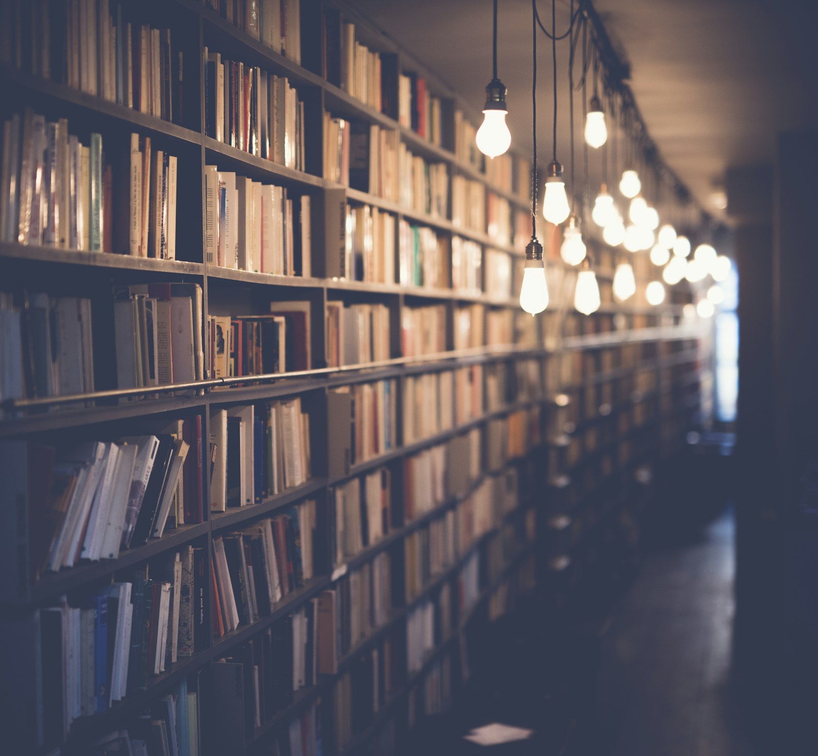 Bookshelves in a research library